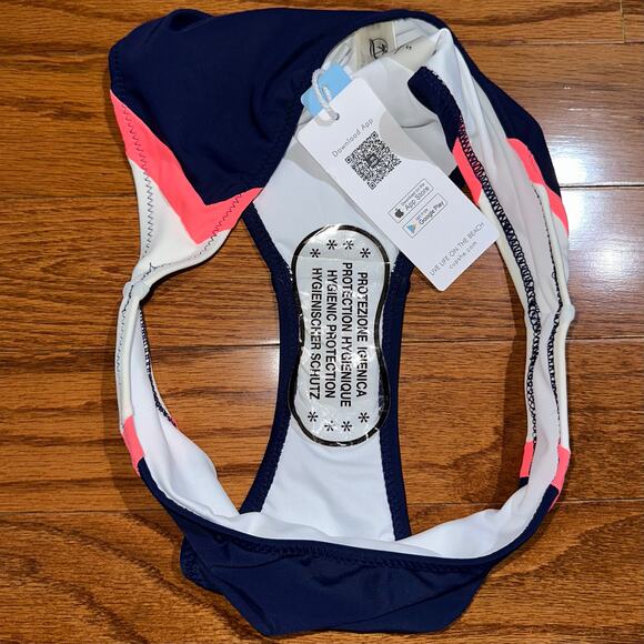 NWT Cupshe Navy Blue Sport Hipster Chevron Bikini Swim Bottom Size Small - Picture 8 of 12